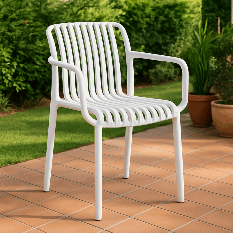Modern White Plastic Patio Armchair