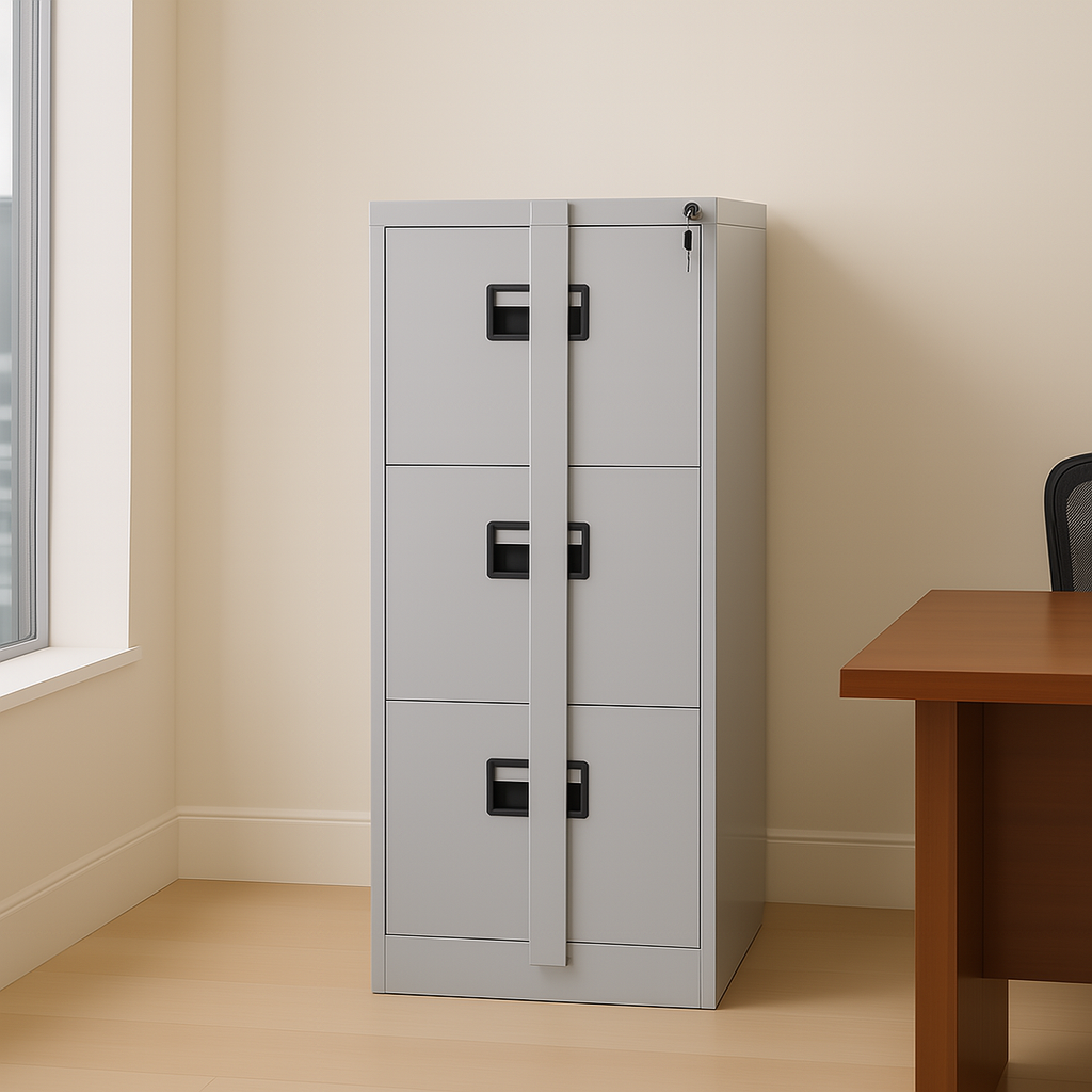 3-Drawer Filing Cabinet with Locking Bar