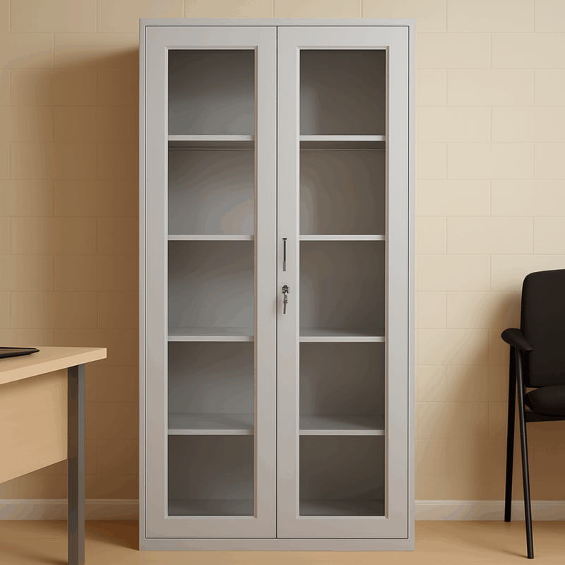 Full Glass Metallic Filing Office Cabinet