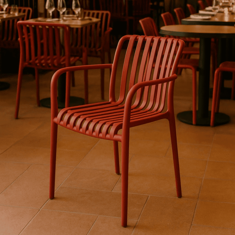 Red Plastic Café Chair