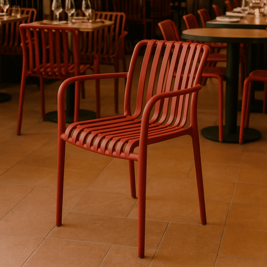 Red Plastic Café Chair