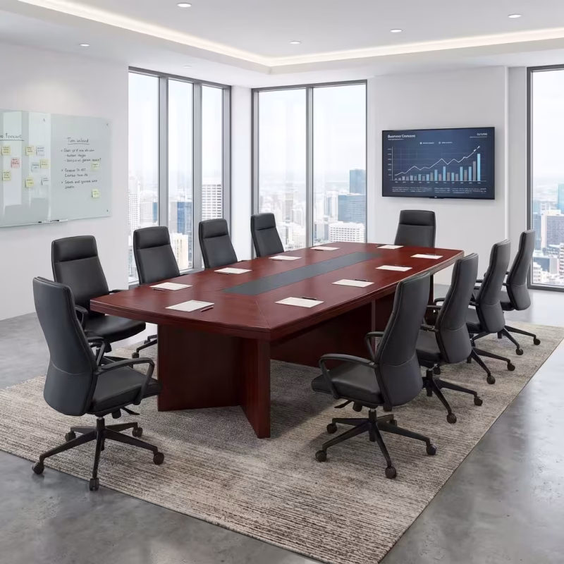 3m Mahogany Finish Boardroom Table for executive boardroom and conference room use