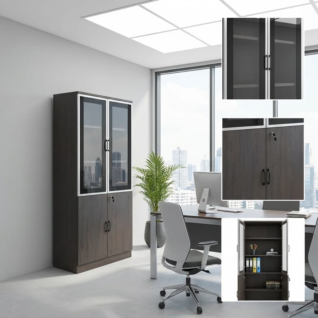 Wooden Glass Office Cabinet