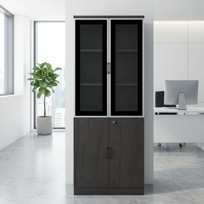 Wooden Glass Office Cabinet