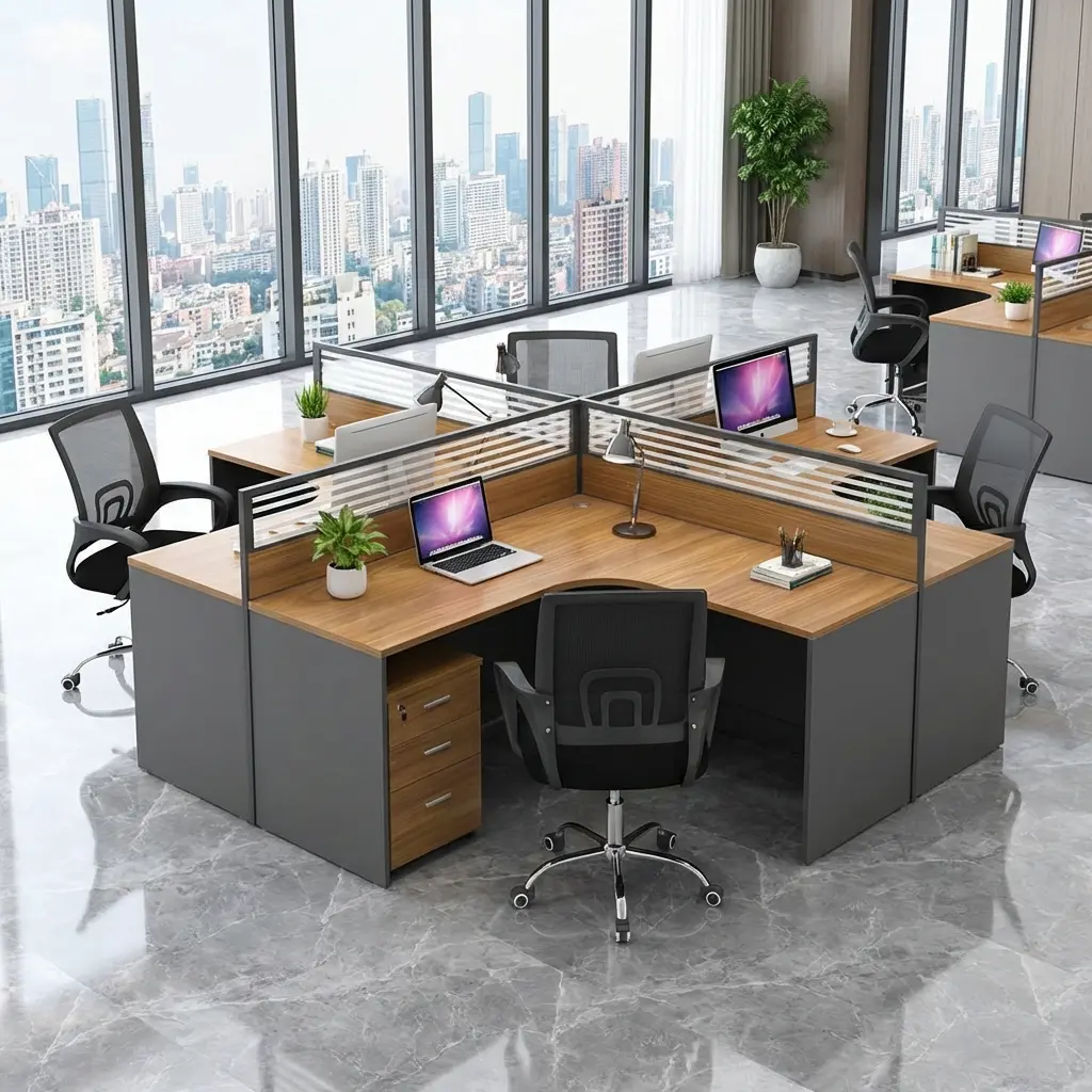 4 Way Curved Office Workstation