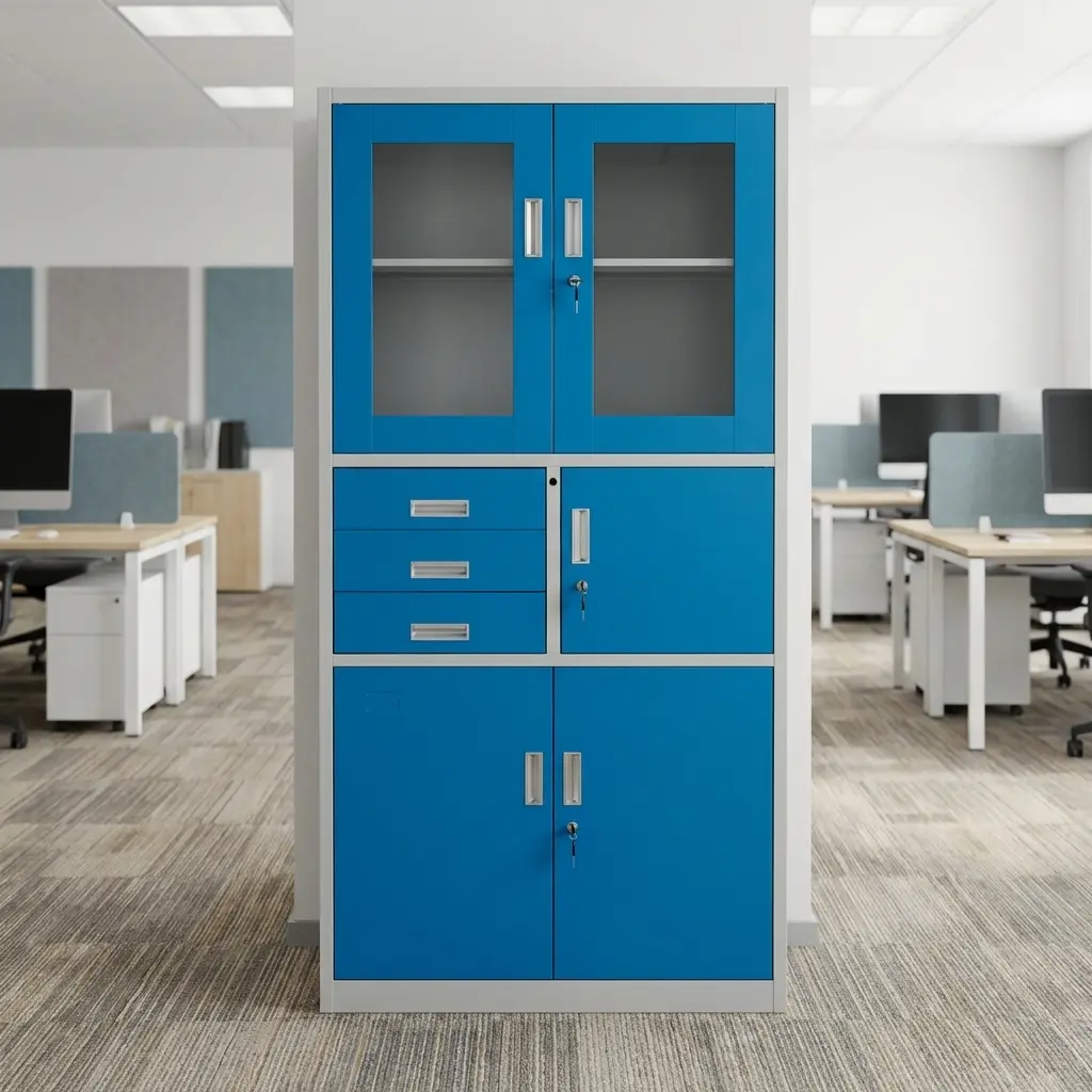 Blue Office Cabinet with safe
