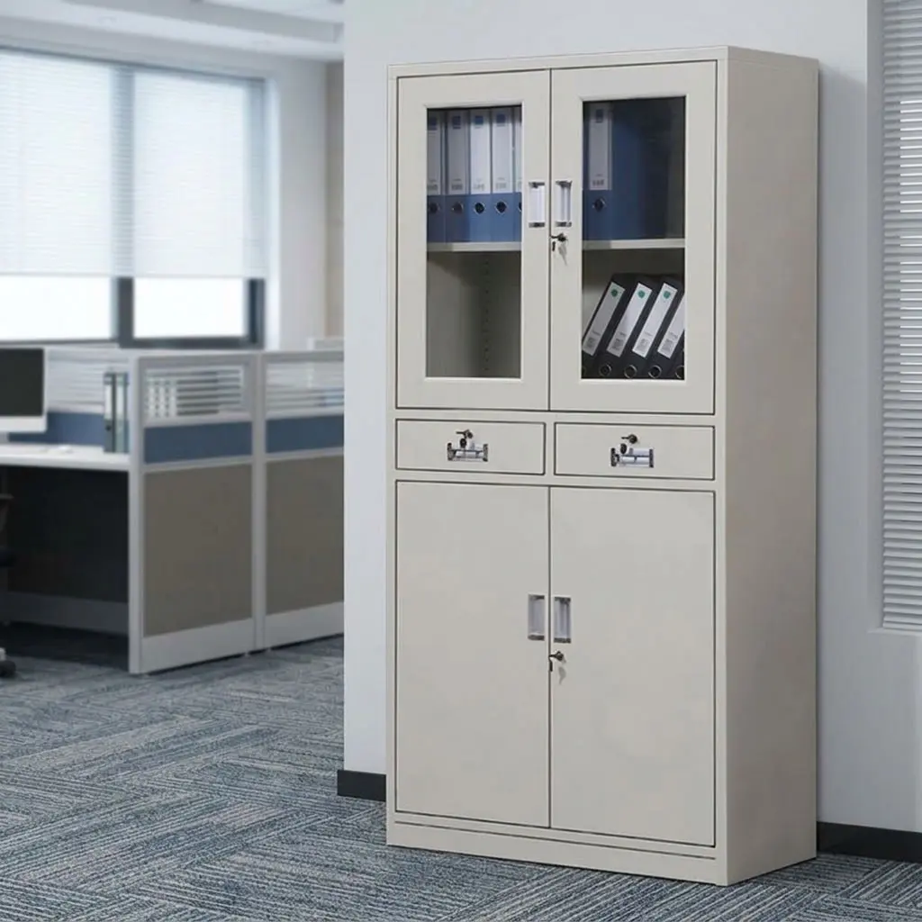 Filing Cabinet with Glass Doors