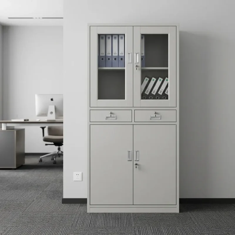 Filing Cabinet with Glass Doors