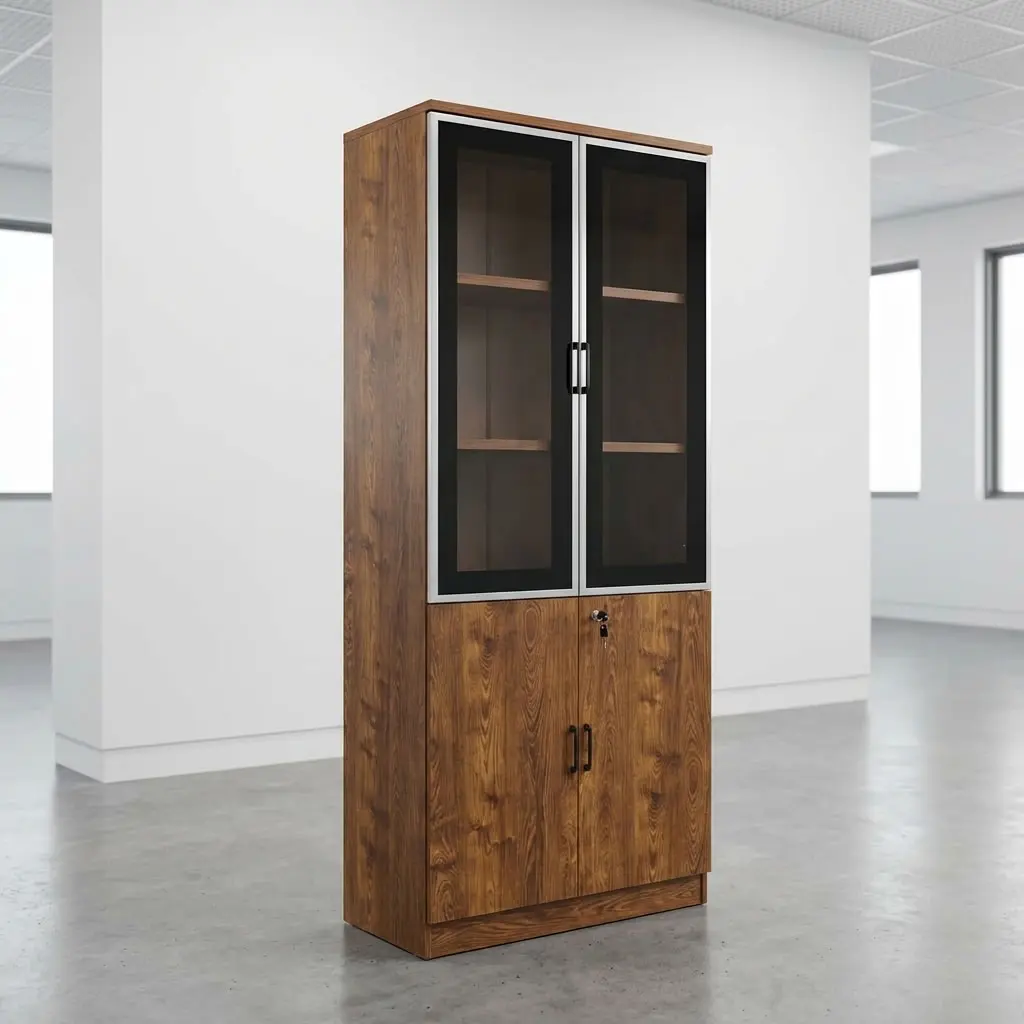 2-Door Glass Wooden Cabinet